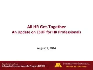 All HR Get-Together An Update on ESUP for HR Professionals