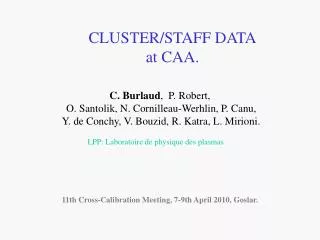 CLUSTER/STAFF DATA at CAA.