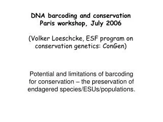 DNA barcoding and conservation
