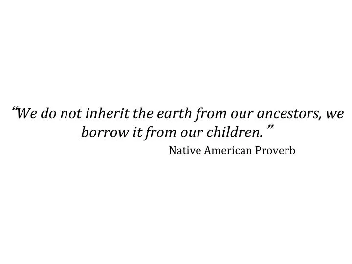 we do not inherit the earth from our ancestors we borrow it from our children