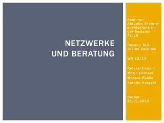 netzwerke und beratung