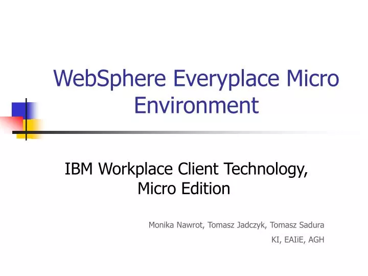 websphere everyplace micro environment