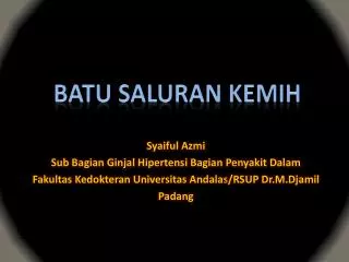 batu saluran kemih