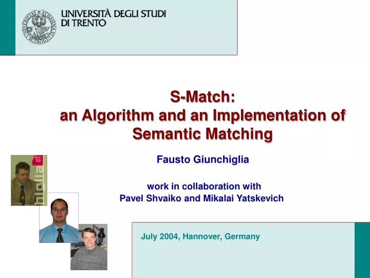 s match an algorithm and an implementation of semantic matching