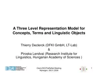 A Three Level Representation Model for Concepts, Terms and Linguistic Objects