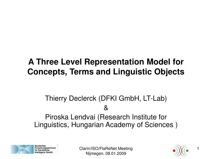 a three level representation model for concepts terms and linguistic objects