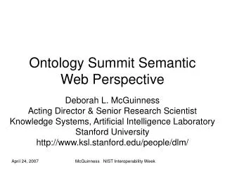 Ontology Summit Semantic Web Perspective