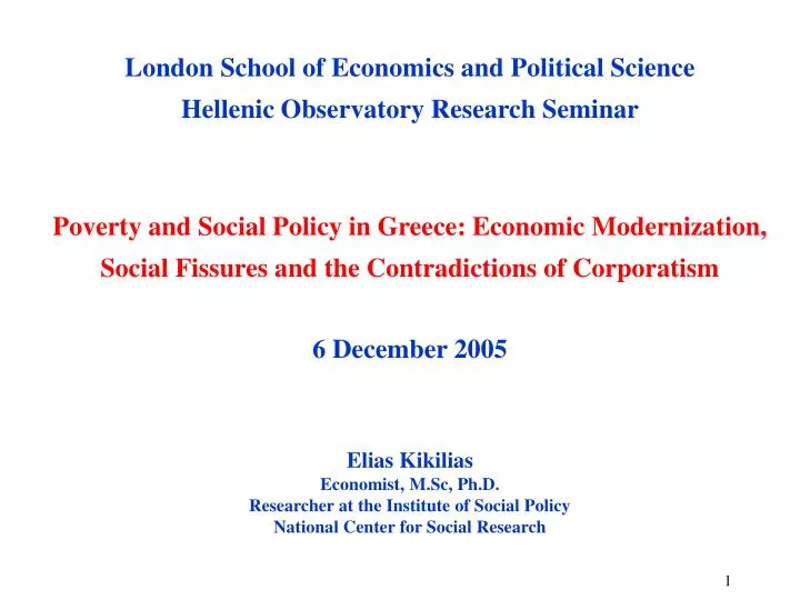 london school of economics and political science hellenic observatory research seminar