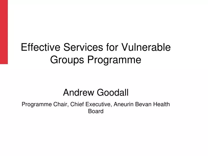 effective services for vulnerable groups programme