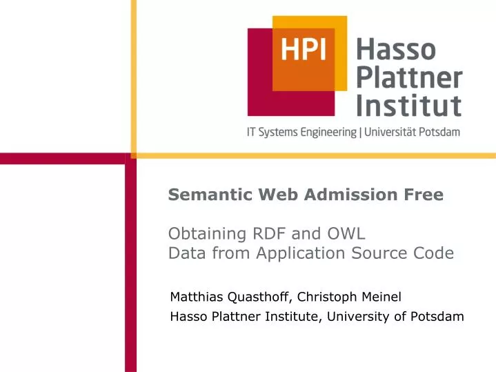 semantic web admission free obtaining rdf and owl data from application source code