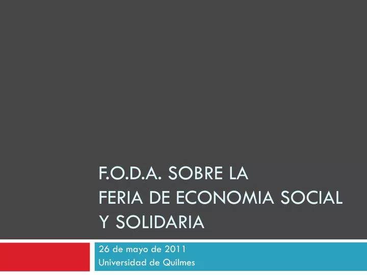 f o d a sobre la feria de economia social y solidaria