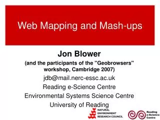 Web Mapping and Mash-ups