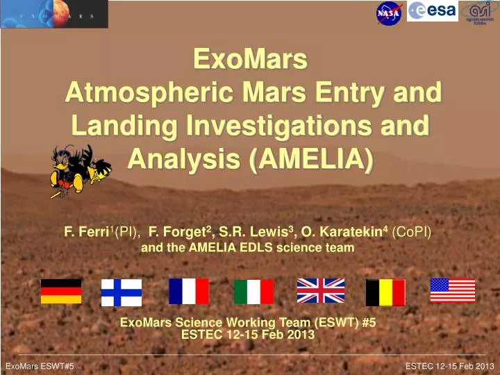 exomars atmospheric mars entry and landing investigations and analysis amelia