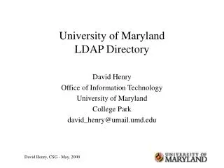 University of Maryland LDAP Directory
