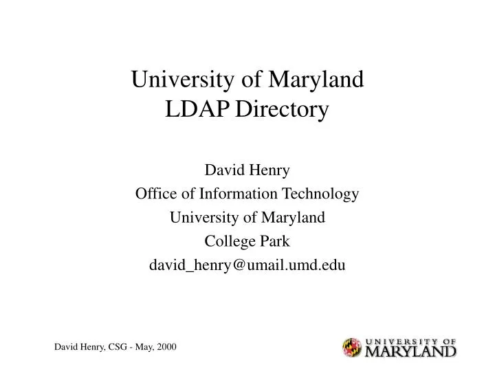 university of maryland ldap directory