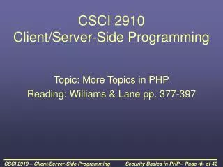 CSCI 2910 Client/Server-Side Programming