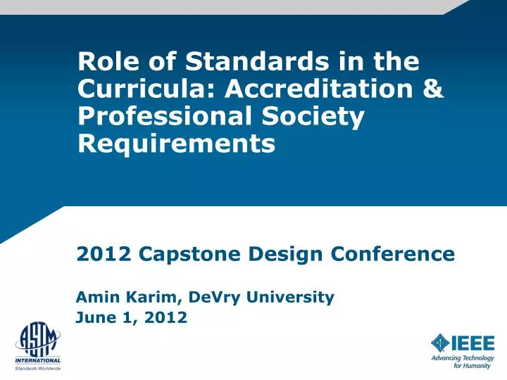 role of standards in the curricula accreditation professional society requirements