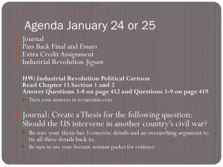 Agenda January 24 or 25