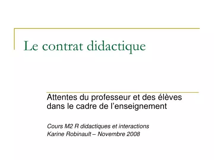 le contrat didactique