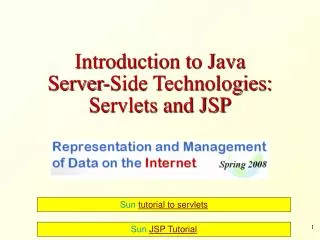 Introduction to Java Server-Side Technologies: Servlets and JSP