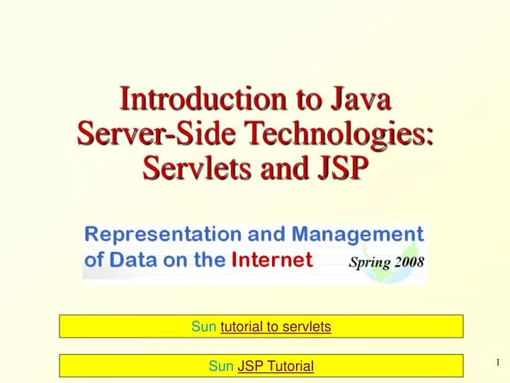 introduction to java server side technologies servlets and jsp