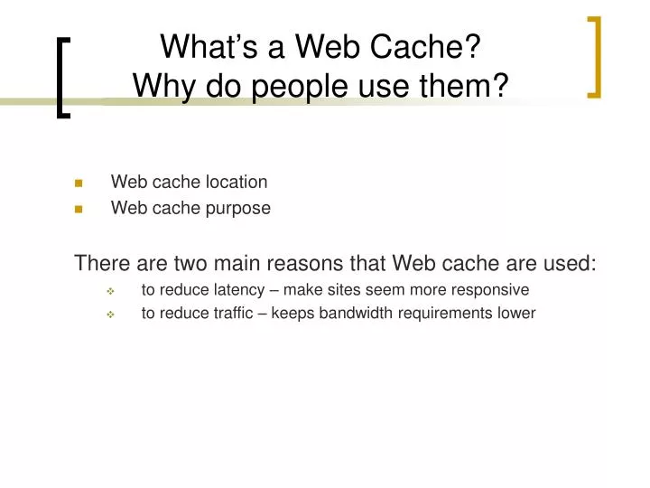 what s a web cache why do people use them