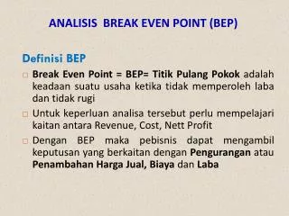 analisis break even point bep