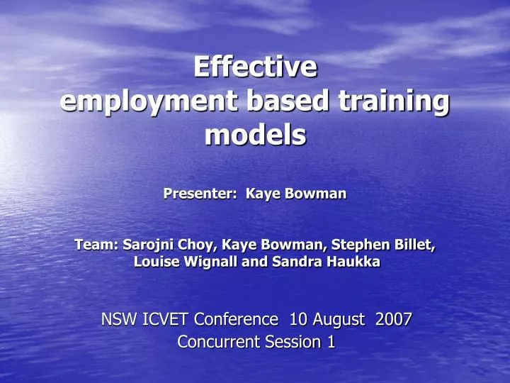 nsw icvet conference 10 august 2007 concurrent session 1