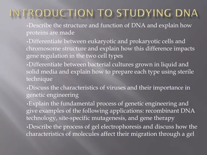introduction to studying dna