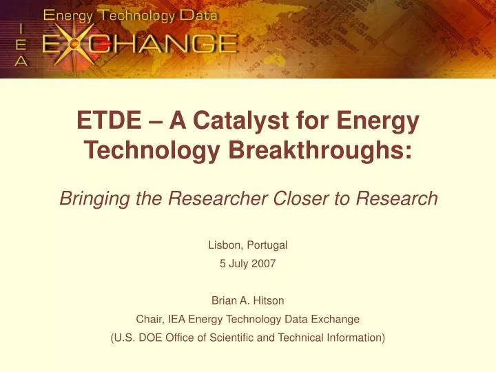 etde a catalyst for energy technology breakthroughs