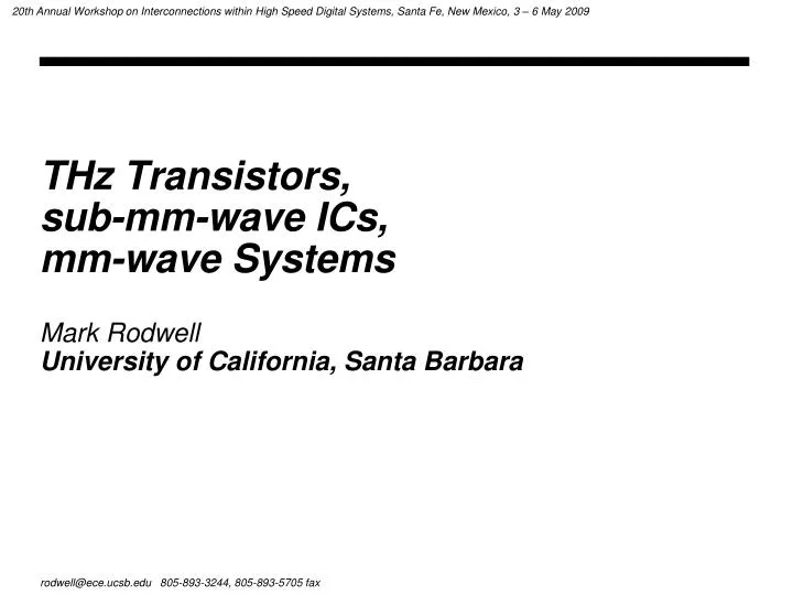 thz transistors sub mm wave ics mm wave systems