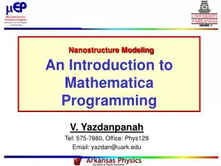Nanostructure Modeling An Introduction to Mathematica Programming