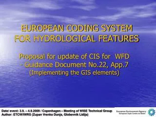 EUROPEAN CODING SYSTEM FOR HYDROLOGICAL FEATURES