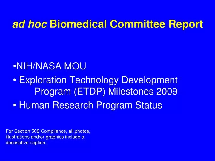 ad hoc biomedical committee report