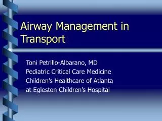 Airway Management in Transport