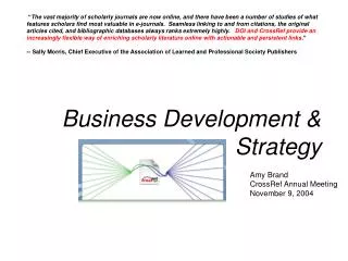 Business Development &amp; Strategy