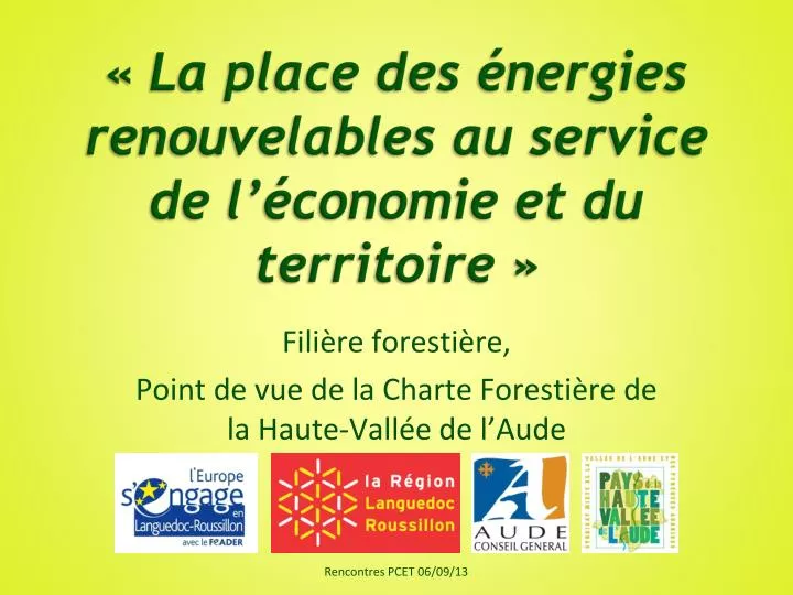 la place des nergies renouvelables au service de l conomie et du territoire