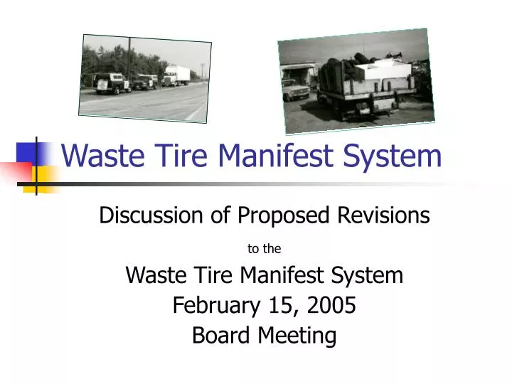 waste tire manifest system
