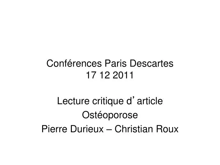 conf rences paris descartes 17 12 2011