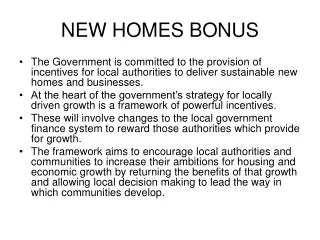 NEW HOMES BONUS