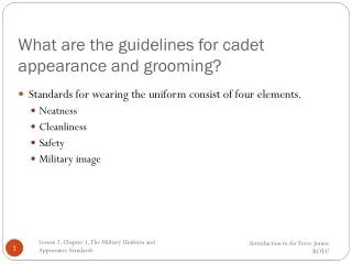 What are the guidelines for cadet appearance and grooming?