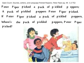 Open Court: Sounds, Letters, and Language Pickled Peppers: Peter Piper pg. 48 3.2 T52