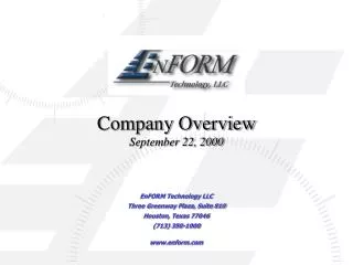 Company Overview September 22, 2000