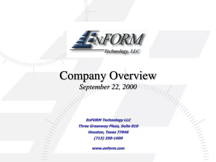 company overview september 22 2000