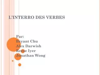 l interro des verbes