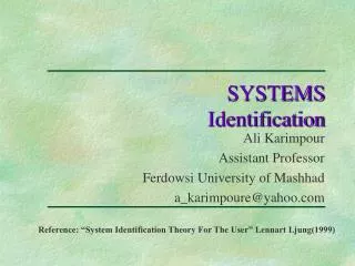 SYSTEMS Identification