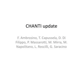 CHANTI update