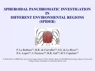 SPHEROIDAL PANCHROMATIC INVESTIGATION IN DIFFERENT ENVIRONMENTAL REGIONS (SPIDER)
