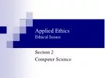 Applied Ethics Ethical Issues - slide 1