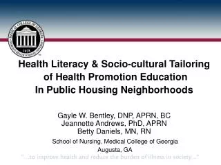Health Literacy &amp; Socio-cultural Tailoring of Health Promotion Education